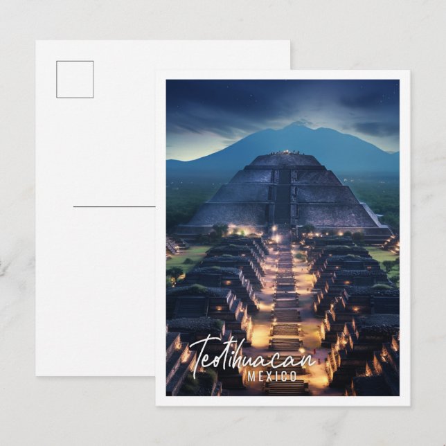 Night view of Teotihuacan Mexico Postcard (Front/Back)
