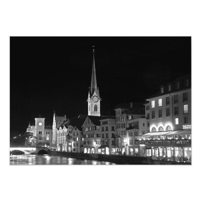 Night view of Zurich Photo Print (Front)