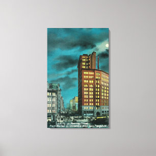 Night View up Kearney St at Chronicle Bldg Canvas Print
