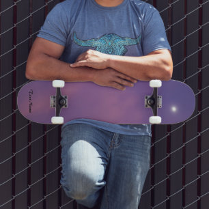 Night view Watercolor gradient Personalized Name Skateboard