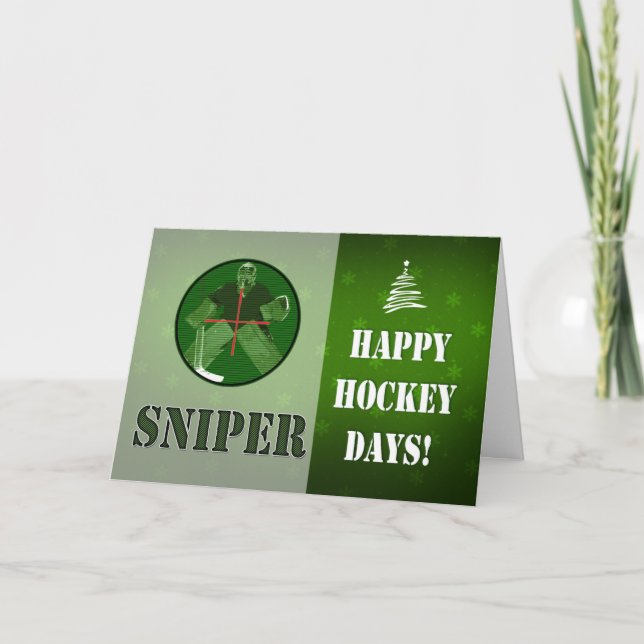 Night Vision Hockey Sniper Christmas Card (Front)