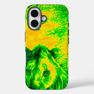 Night Vision Lion Art Fluorescent Print iPhone 16 Case