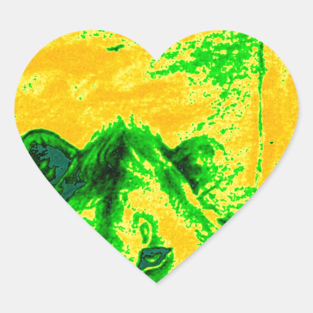 Night Vision Lion Art Fluorescent Print Heart Sticker (Front)