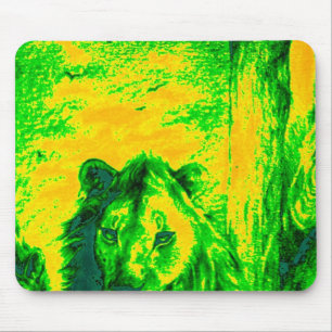 Night Vision Lion Art Fluorescent Print Mouse Pad