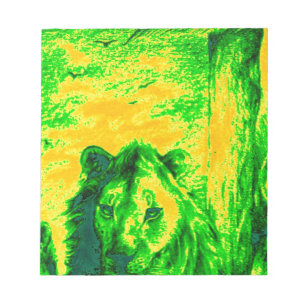 Night Vision Lion Art Fluorescent Print Notepad