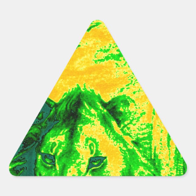 Night Vision Lion Art Fluorescent Print Triangle Sticker (Front)