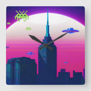 Night Waves and Vapour Daze Square Wall Clock