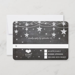 Night Wedding Navy Paper Lanterns Under the Stars RSVP Card