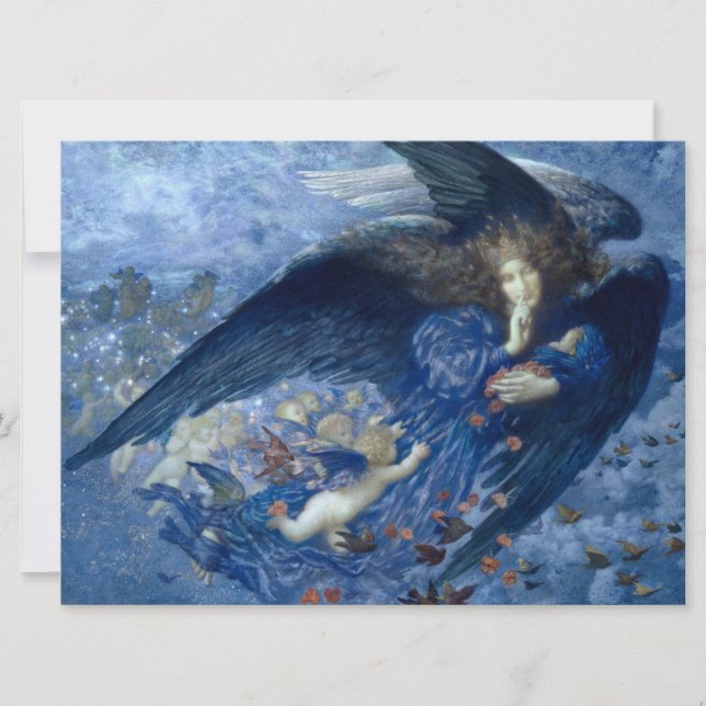 Night with her Train of Stars (Angel with Cherubs) Card (Front)