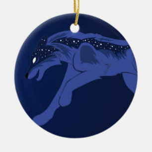 Night Wolf Ceramic Ornament