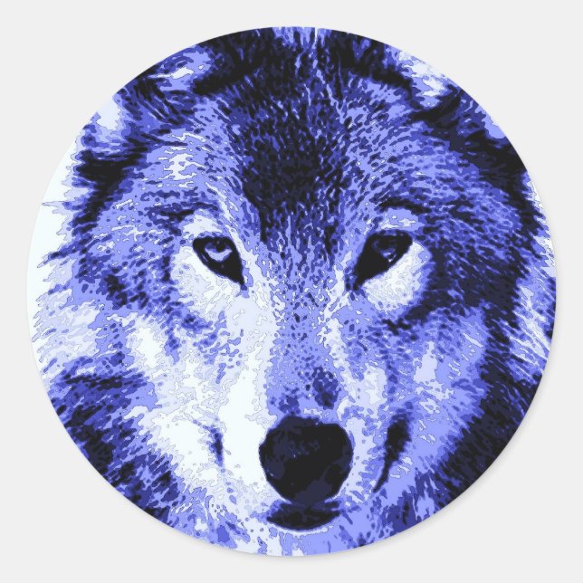 Night Wolf Classic Round Sticker (Front)