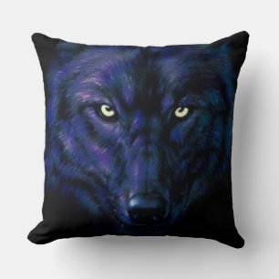 Night Wolf Throw Pillow