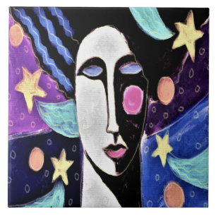 Nightfall Abstract Digital Painting Tile