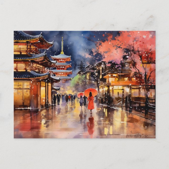 Nightfall in Gion - Art Print Collection Postcard (Front)