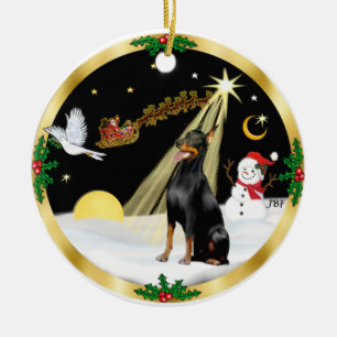 NightFlight-  Doberman Pinscher Ceramic Ornament