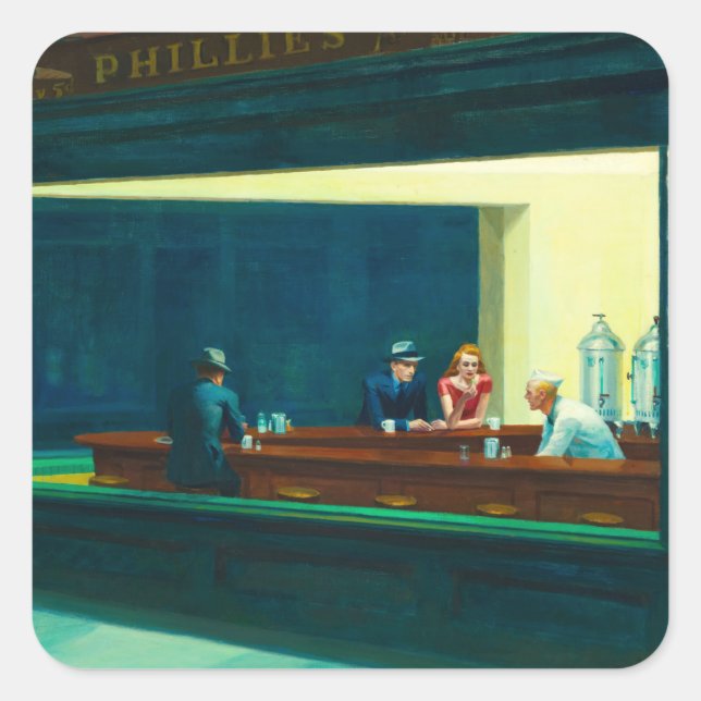 Nighthawks, 1942 by Edward Hopper Square Sticker (Front)