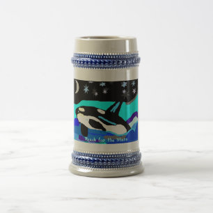 Nightime Star Orca Whale, Reach for the Stars Beer Stein