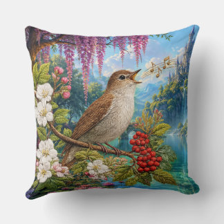 Nightingale & Fairy Lake Throw Pillow