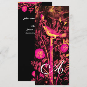 NIGHTINGALE ,ROSES MONOGRAM Red Black  Gold Yellow Invitation