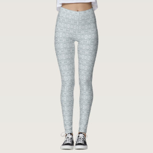 Nightingale White Abstract Acrylic Art Leggings