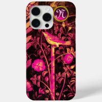 NIGHTINGALE WITH ROSES MONOGRAM, Pink Black Yellow