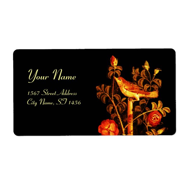 NIGHTINGALE WITH ROSES MONOGRAM, Red Black Yellow (Front)