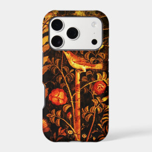 NIGHTINGALE WITH ROSES MONOGRAM, Red Black Yellow