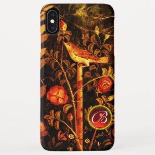 NIGHTINGALE WITH ROSES MONOGRAM, Red Black Yellow iPhone XS Max Case
