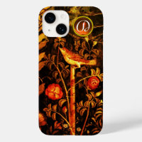 NIGHTINGALE WITH ROSES MONOGRAM, Red Black Yellow