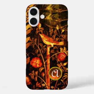 NIGHTINGALE WITH ROSES MONOGRAM, Red Black Yellow iPhone 16 Plus Case