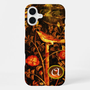 NIGHTINGALE WITH ROSES MONOGRAM, Red Black Yellow iPhone 16 Plus Case