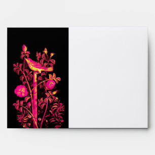 NIGHTINGALE WITH ROSES , Pink Black White Envelope