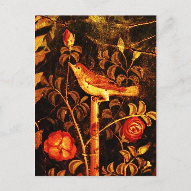 NIGHTINGALE WITH ROSES , Red Black Yellow Postcard (Front)