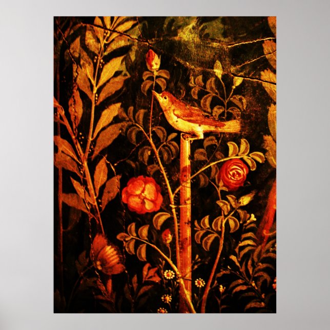 NIGHTINGALE WITH ROSES, Red Black Yellow Poster (Front)