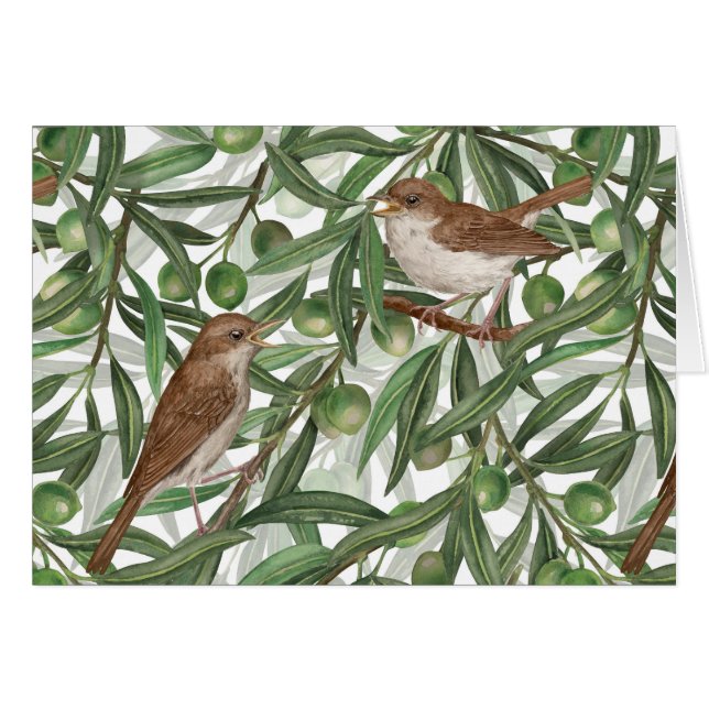 Nightingales dans l'olivier (Devant horizontal)