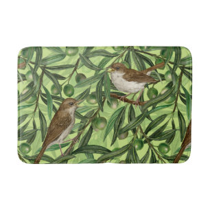 Nightingales in the olive tree 2 bath mat