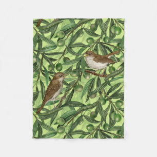 Nightingales in the olive tree 2 fleece blanket