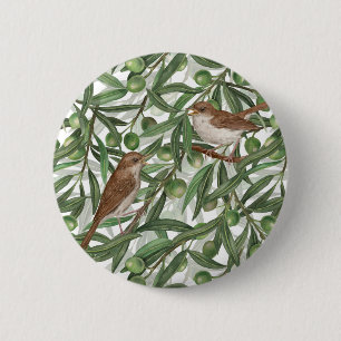Nightingales in the olive tree 2 inch round button