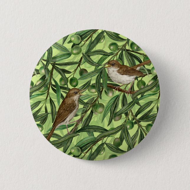 Nightingales in the olive tree 2 inch round button (Front)