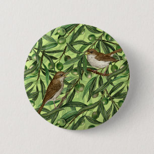 Nightingales in the olive tree 2 inch round button