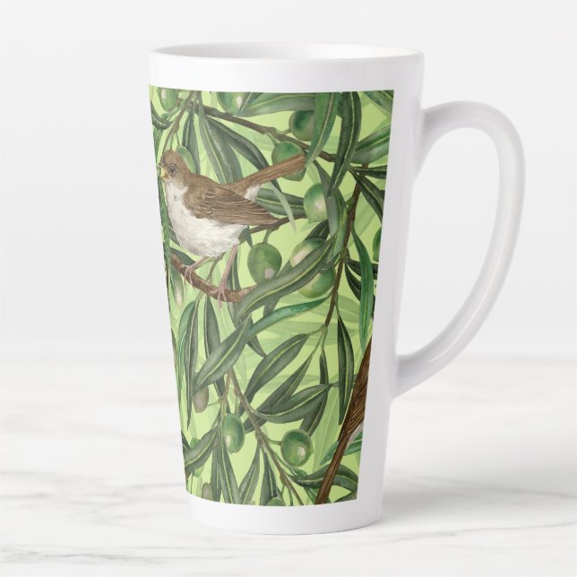 Nightingales in the olive tree 2 latte mug (Right)