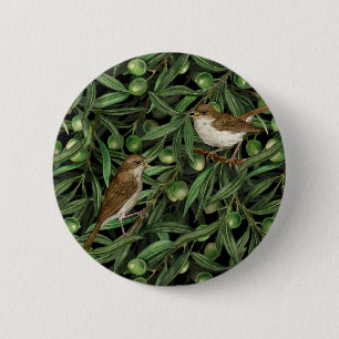 Nightingales in the olive tree 3 2 inch round button