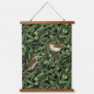 Nightingales in the olive tree 3 hanging tapestry