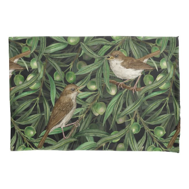 Nightingales in the olive tree 3 pillowcase (Front-Left)