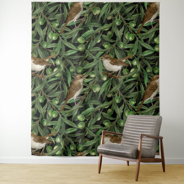 Nightingales in the olive tree 3 tapestry (In Situ)