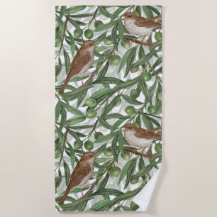 Nightingales in the olive tree beach towel