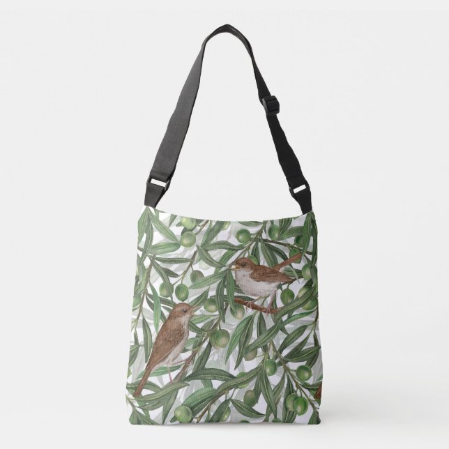 Nightingales in the olive tree crossbody bag (Front)