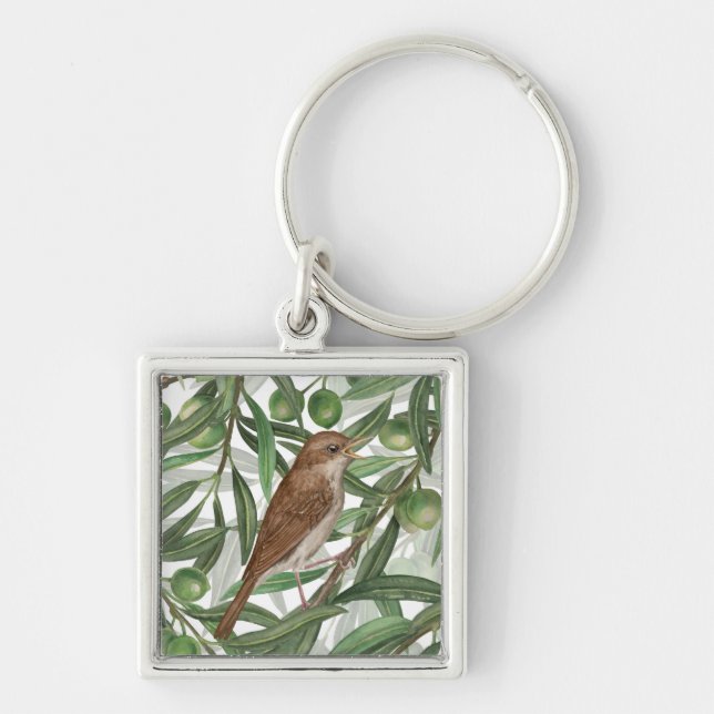 Nightingales in the olive tree keychain (Front)