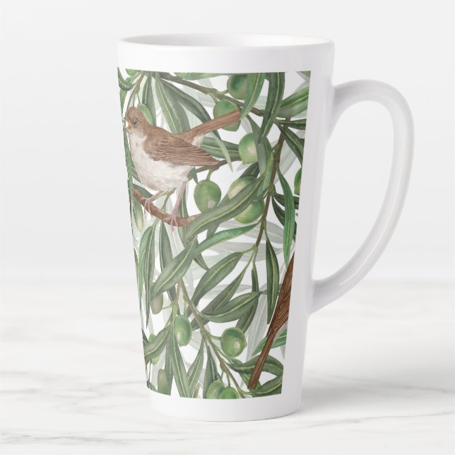 Nightingales in the olive tree latte mug (Right)
