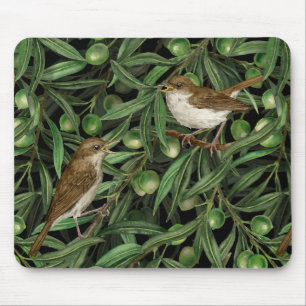 Nightingales in the olive tree mouse pad
